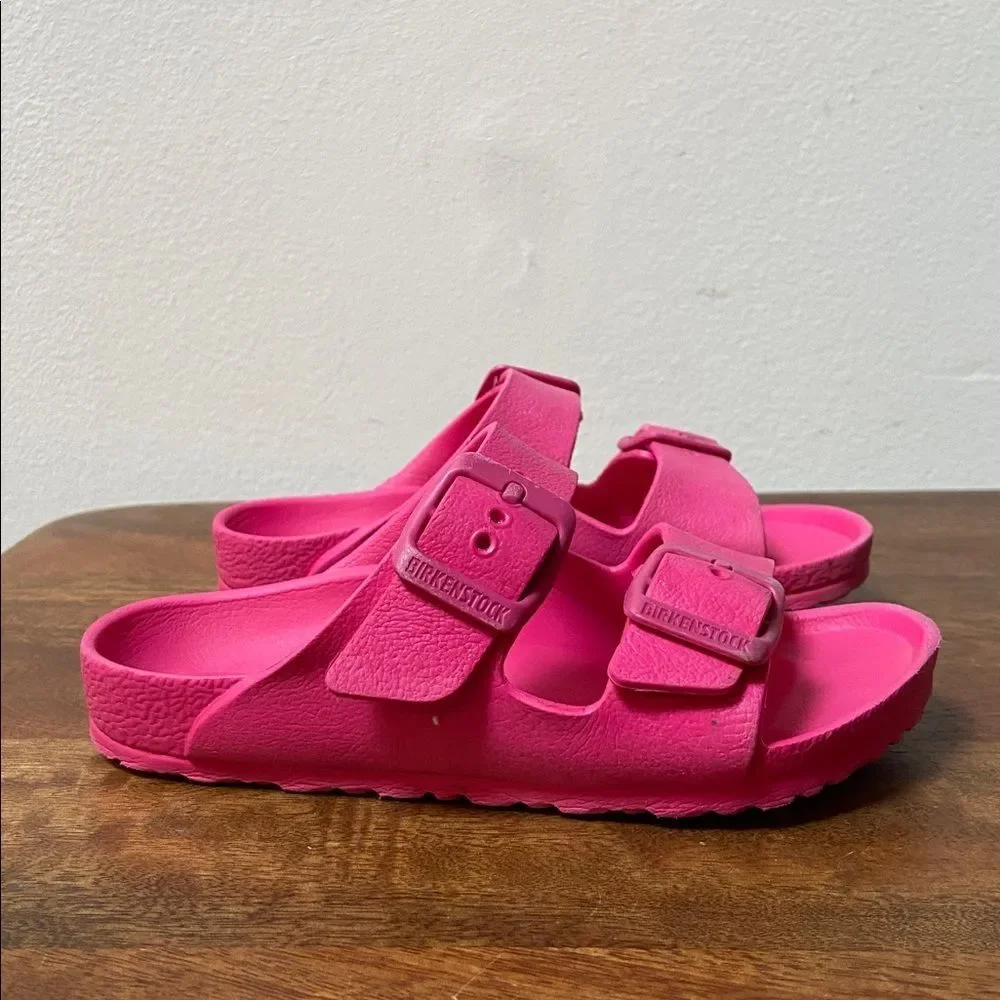 Birkenstock Kids Hot Pink Double Buckle Slides